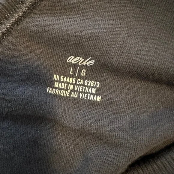 Aerie Towel Terry Cloth Cinched Reversable Sweatshirt in Black - Large - Picture 5 of 14